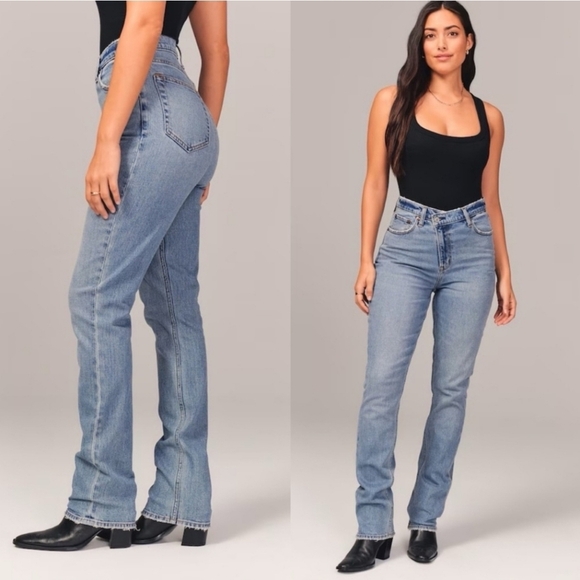 Abercrombie & Fitch 90s‎ Slim Straight Ultra High Rise Jeans Plus Size 35/20R - Picture 2 of 11